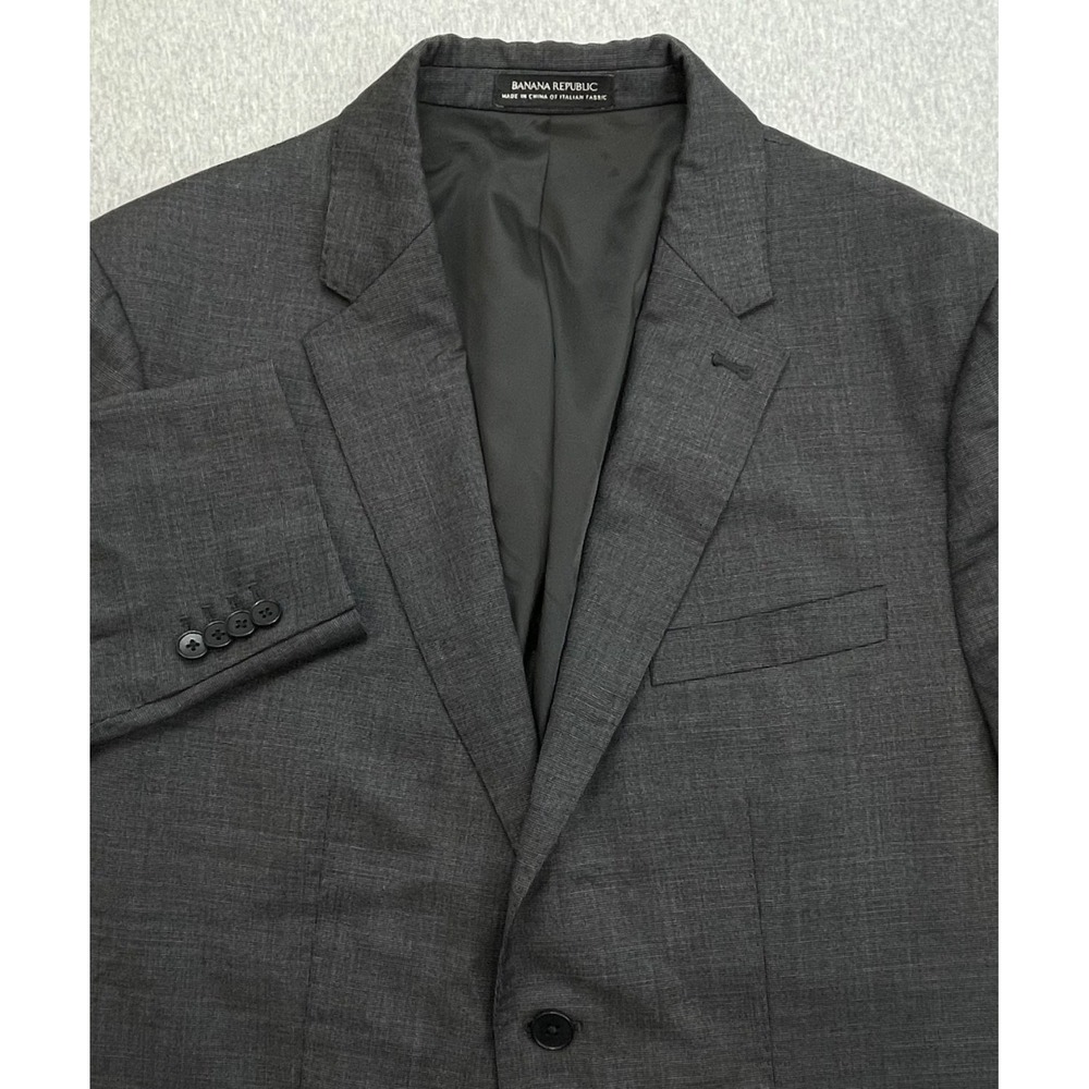 Banana Republic Blazer Men 42S Gray Birdseye Reda Wool Stretch Slim Fit 2-Button